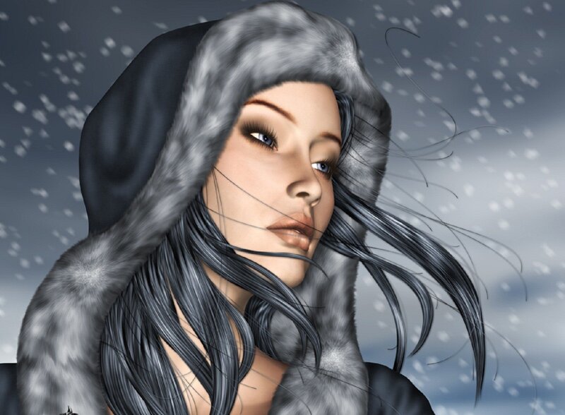 woman in winter hood