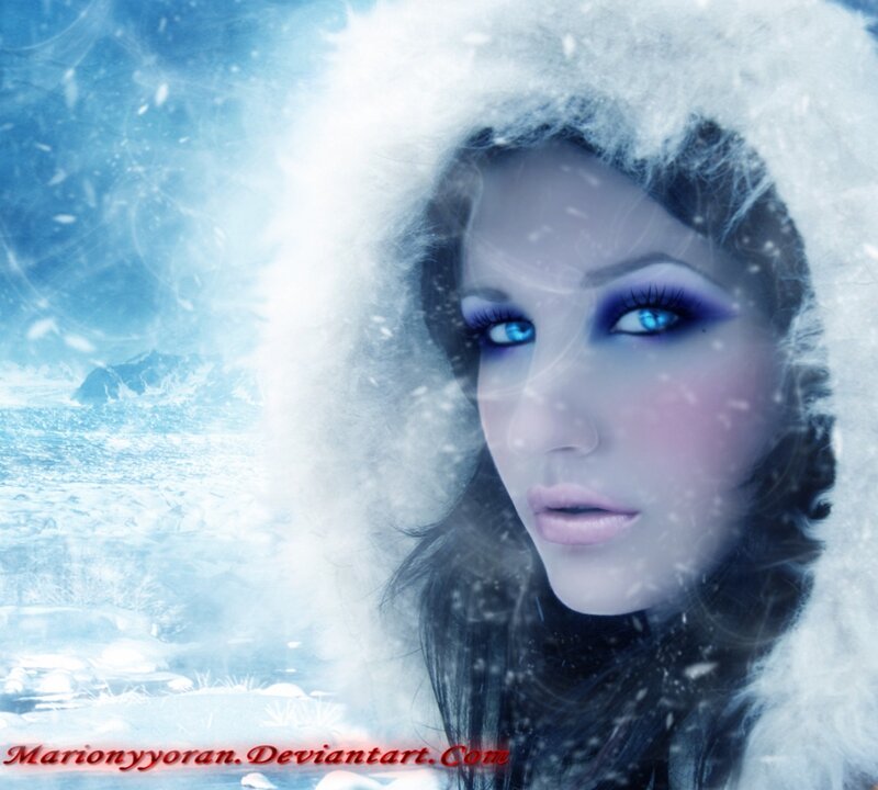 Woman in Winter Hood — Blue