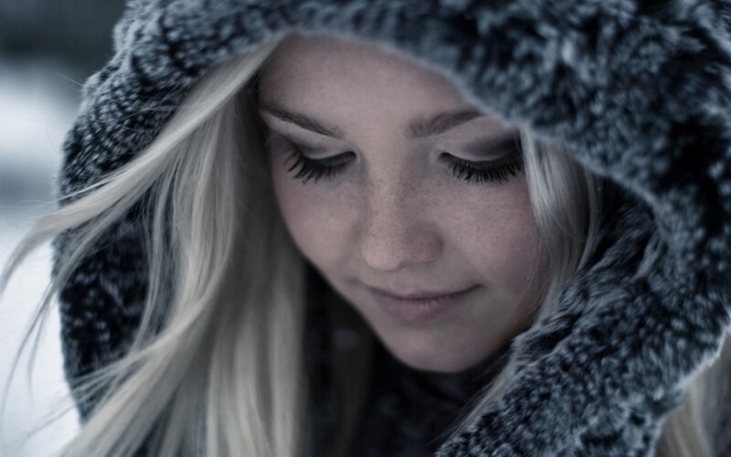 Woman in Winter Hood — Gray, Cold