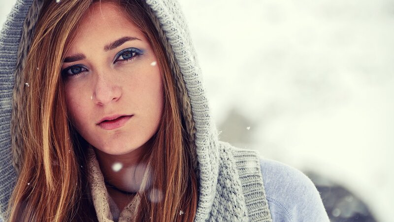 woman in winter hoodie