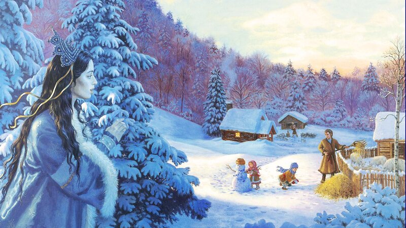 Woman in Winter Landscape — Blue, Peaceful