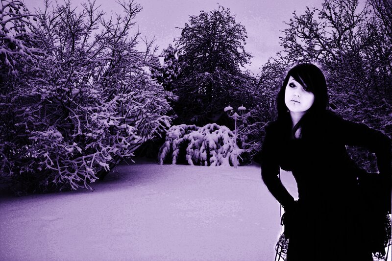 Woman in Winter Landscape — Purple