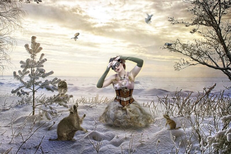 Woman in Winter Landscape — White, Dreamy