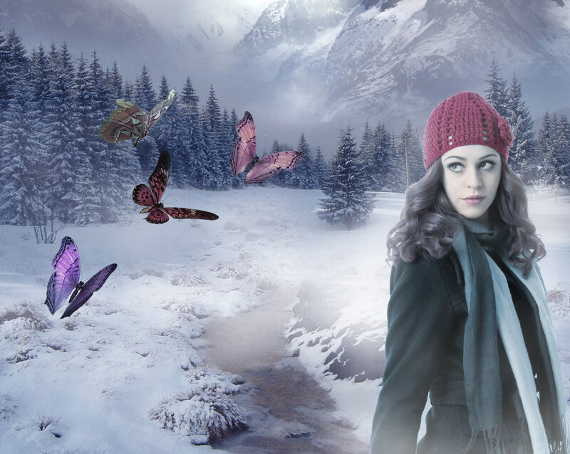 Woman in Winter Landscape — White, Serene