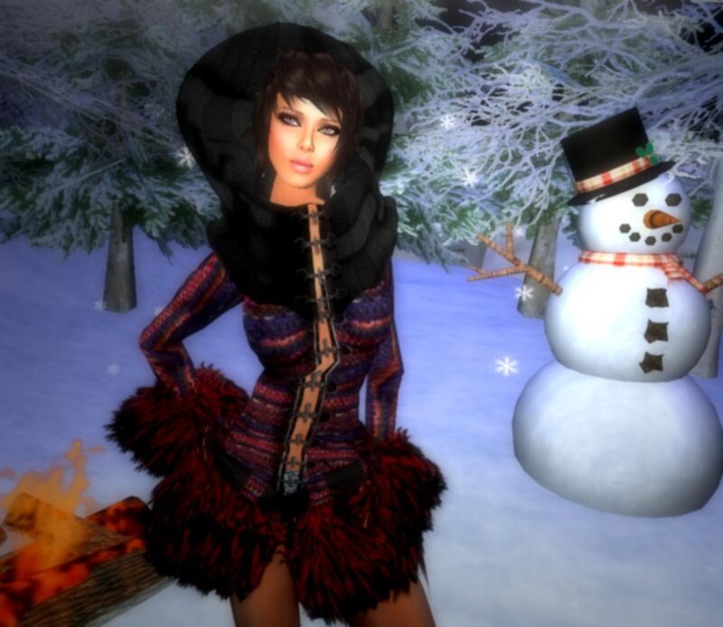 Woman in Winter Outfit — White, Festive