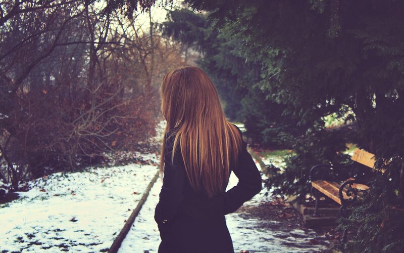 woman in winter park