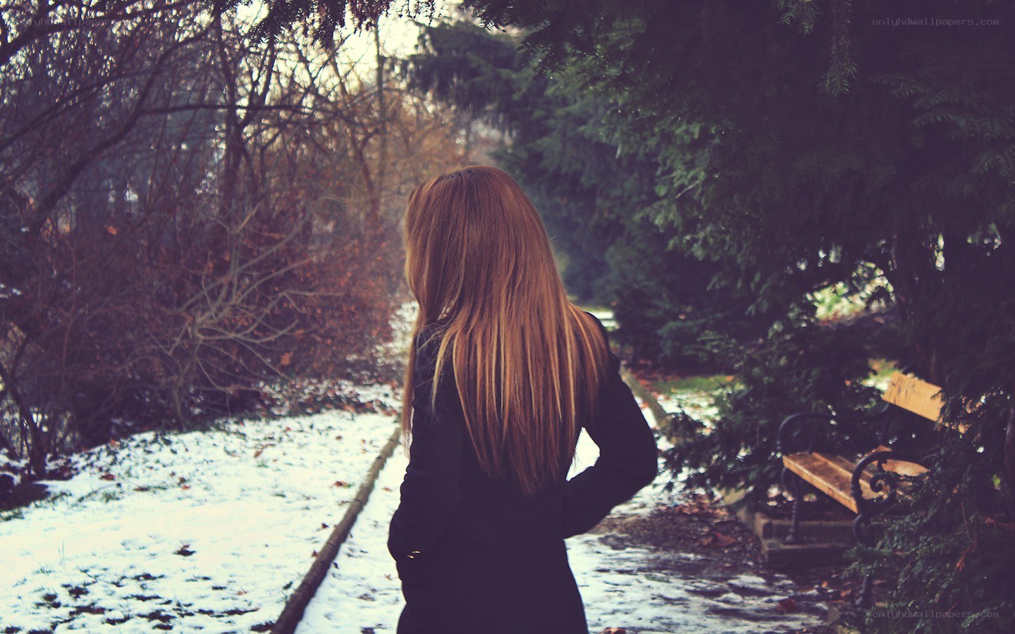 woman in winter park