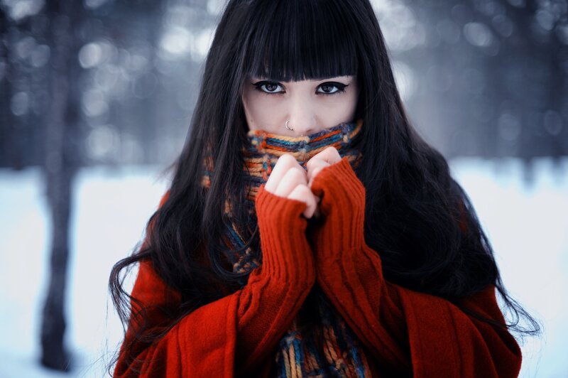 woman in winter scarf