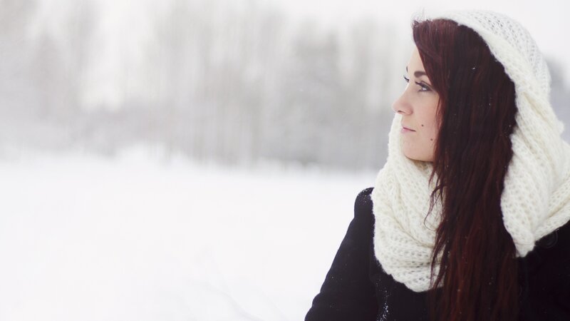 woman in winter scarf