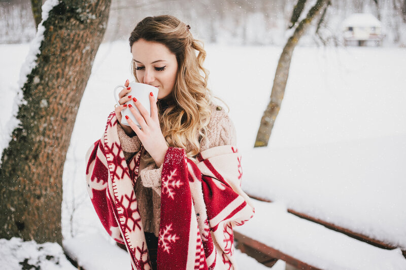 Woman in Winter Scarf — White, Calm