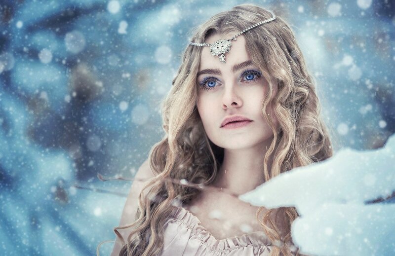 Woman in Winter Scene — Blue, Cold