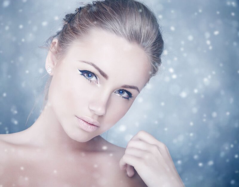 Woman in Winter Scene — Blue, Serene