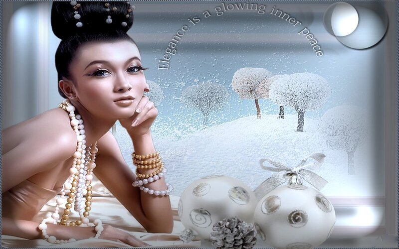 Woman in Winter Scene — White