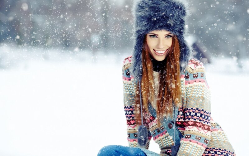 woman in winter snow