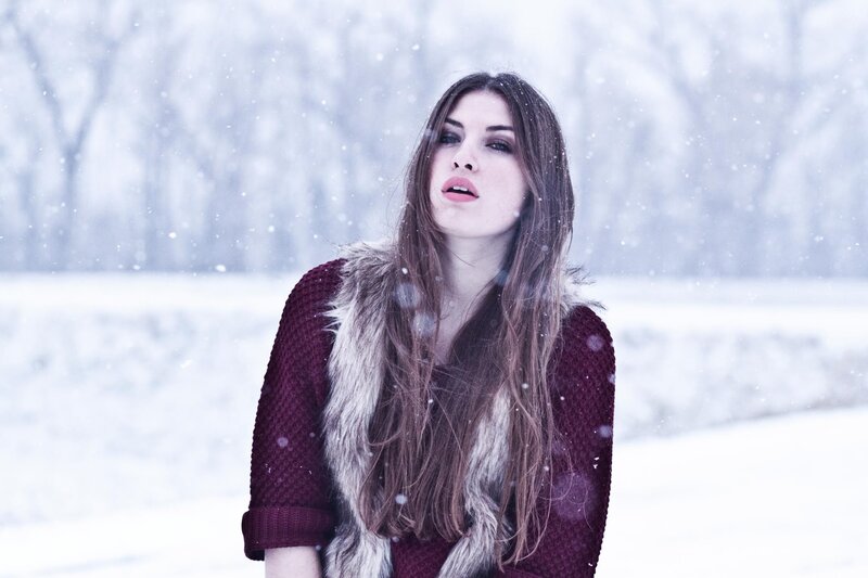 woman in winter snow