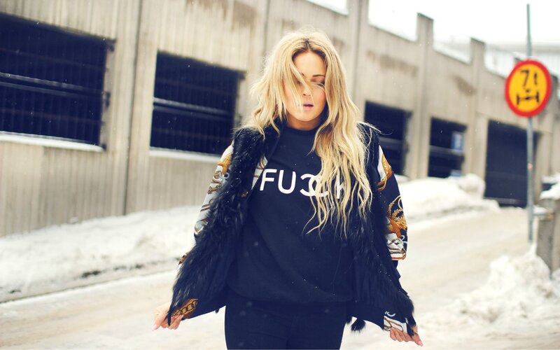 Woman in winter street fashion