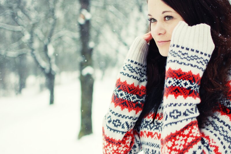 woman in winter sweater