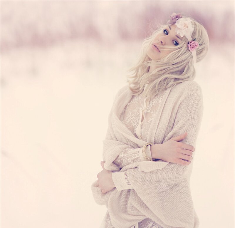 Woman in Winter — White, Serene