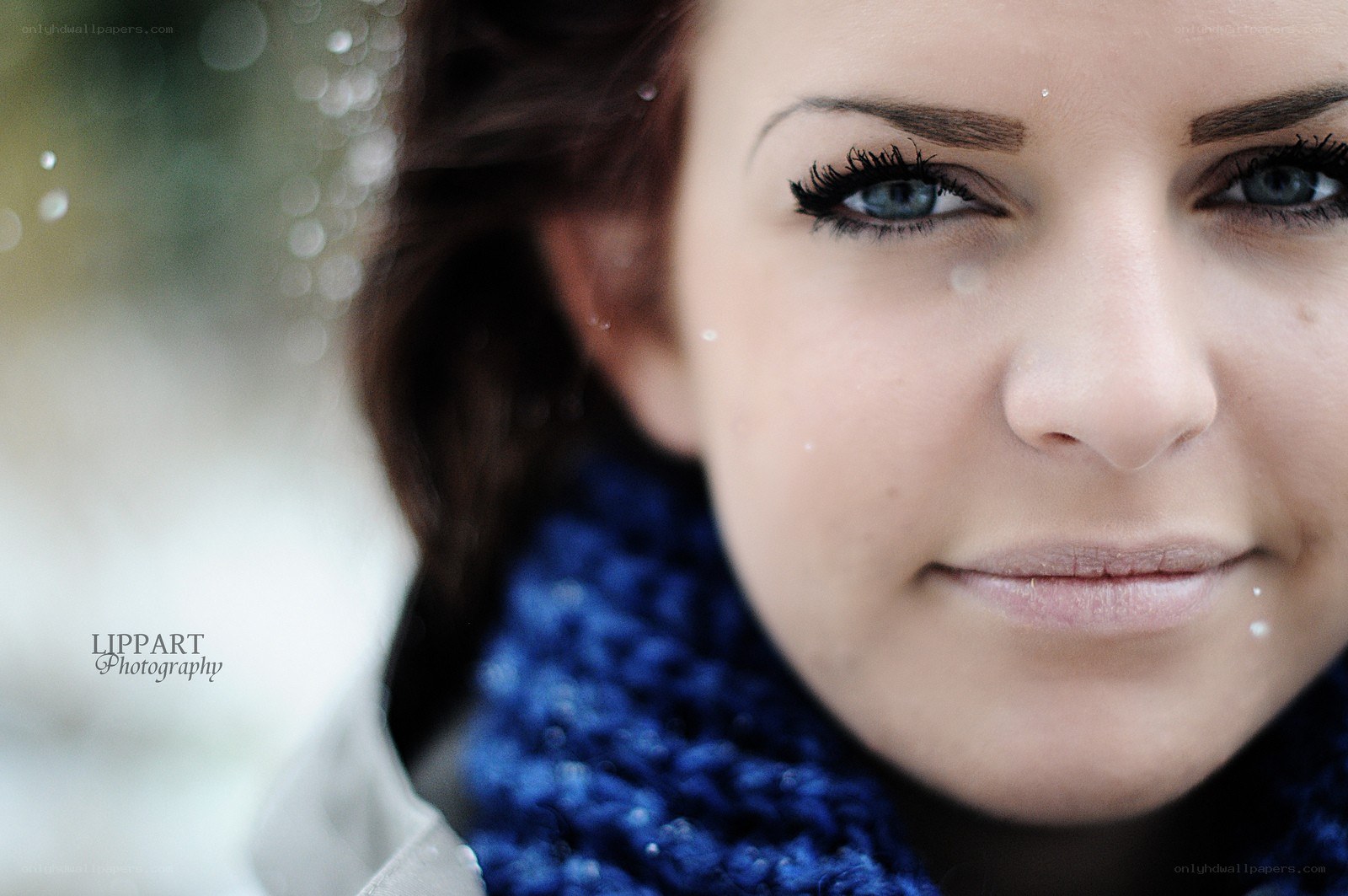 woman in winter with snow