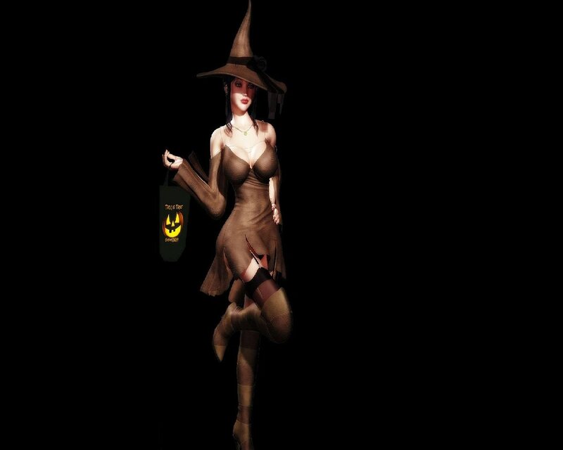 Woman in Witch Costume — Black, Dramatic, Night
