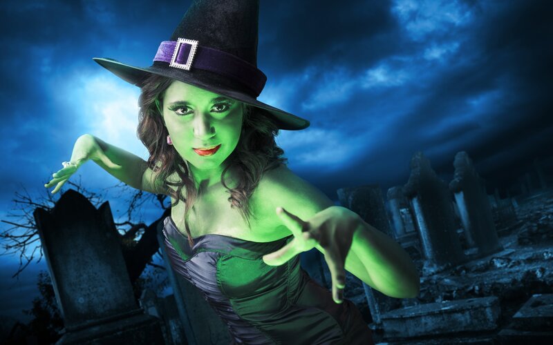 Woman in Witch Costume — Blue, Dramatic