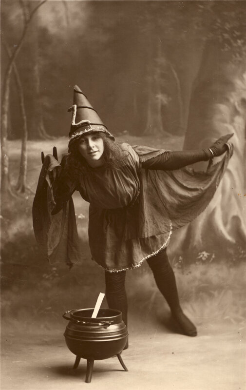 Woman in Witch Costume — Brown, Dramatic, Photograph