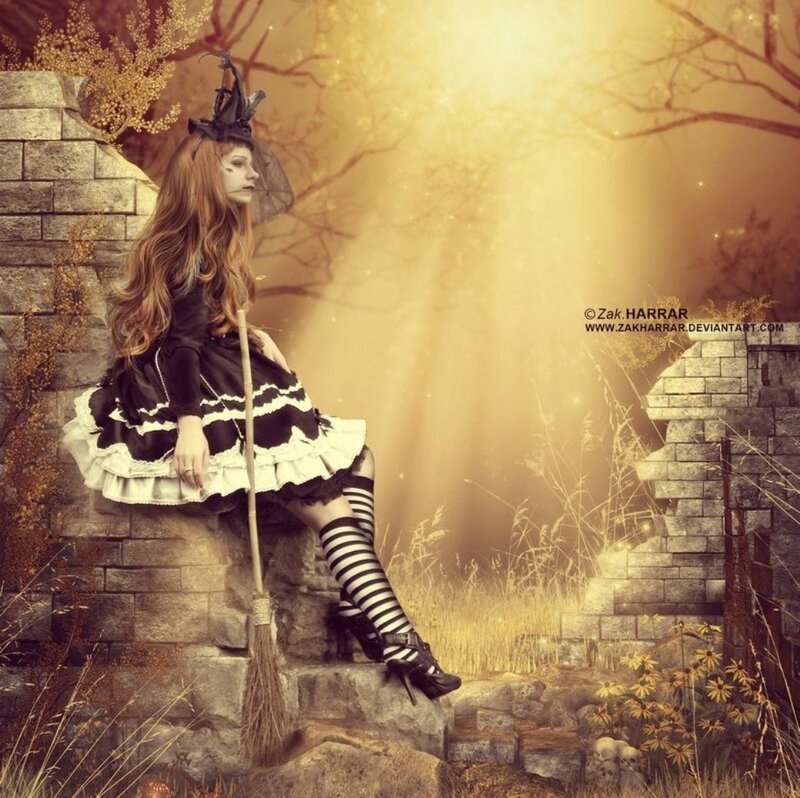 Woman in Witch Costume — Brown, Dramatic