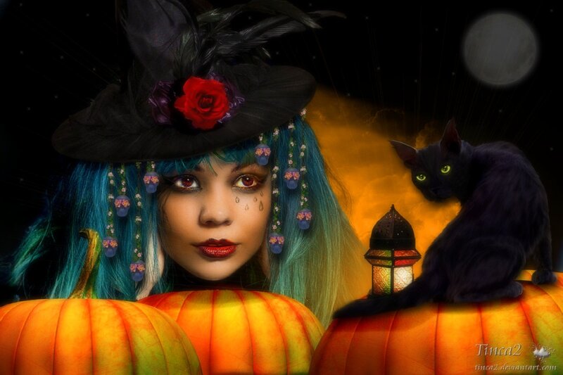 Woman in Witch Costume — Orange, Mysterious