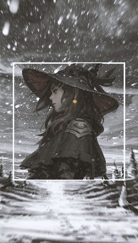 Woman in Witch Hat — Black, Dramatic