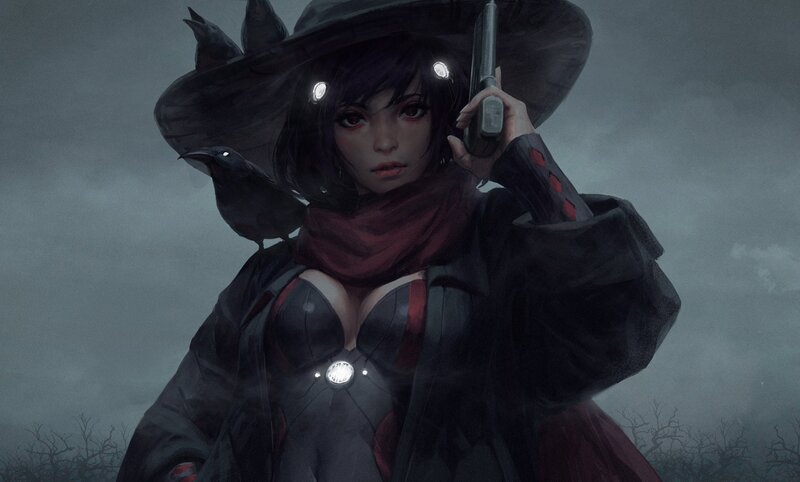 Woman in Witch Hat — Black