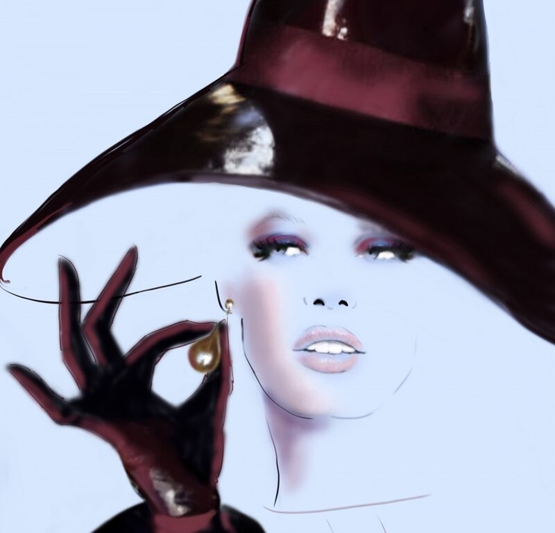 Woman in Witch Hat — White