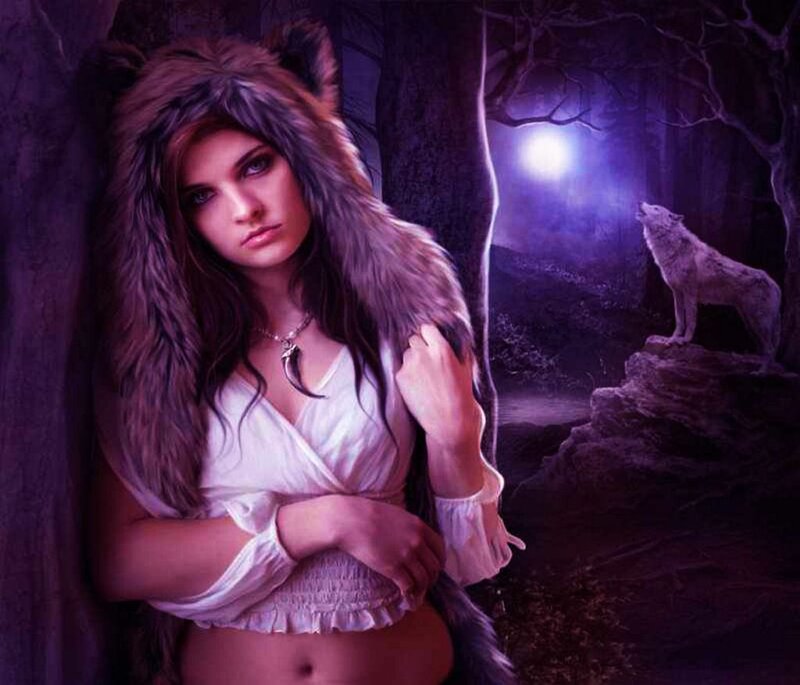 Woman in Wolf Costume — Purple