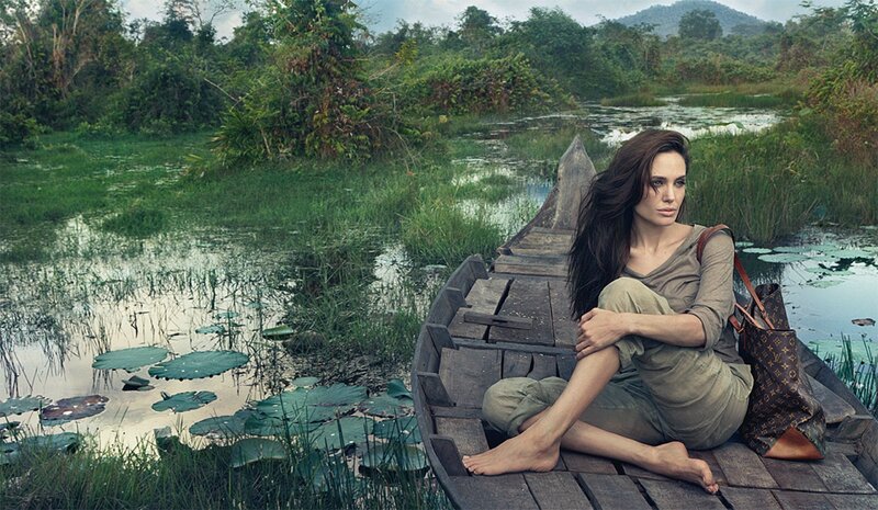 Woman in Wooden Boat — Green, Serene