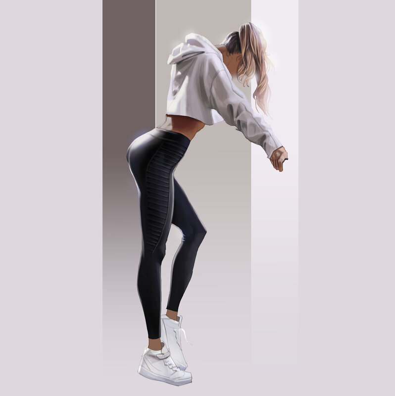 Woman in Workout Clothes — White, Neutral