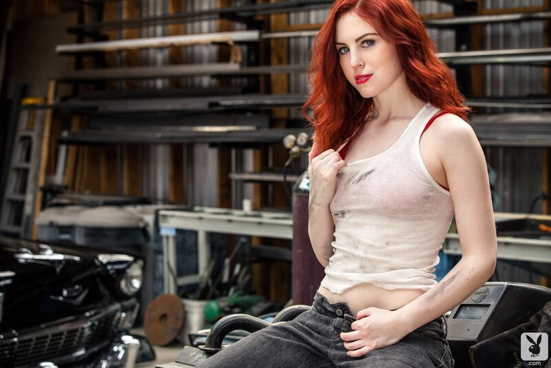 woman in workshop with red hair