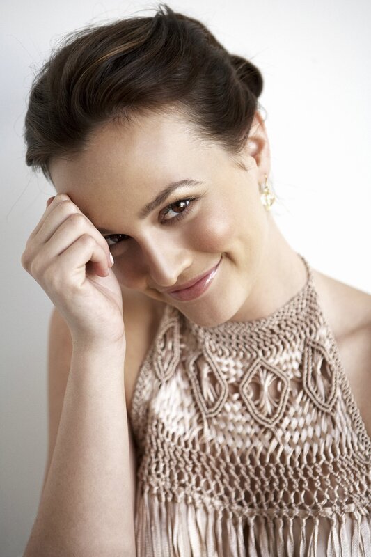 woman in woven top