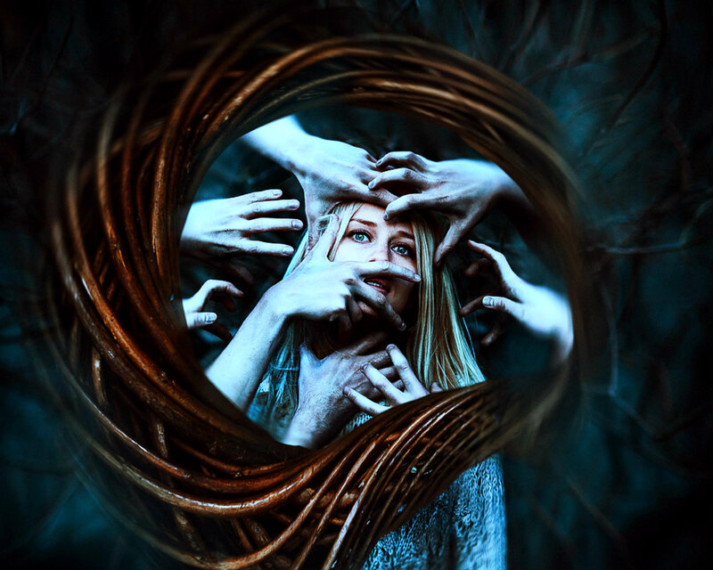 Woman in Woven Tunnel