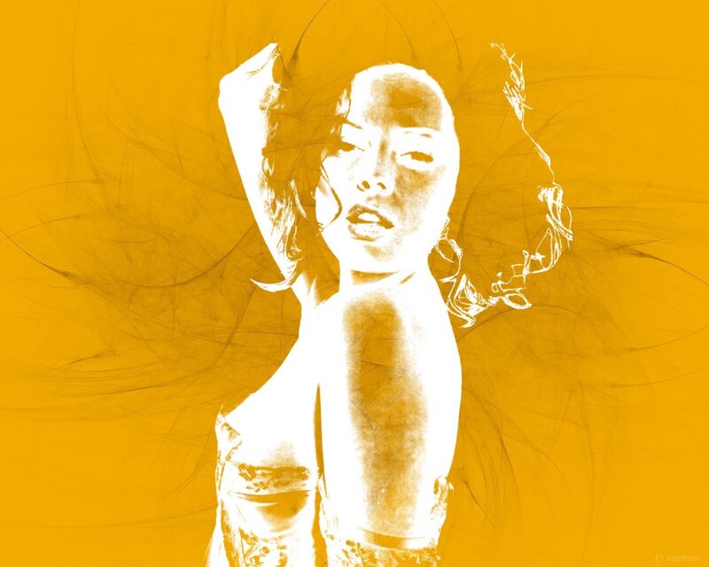 woman in yellow abstract art