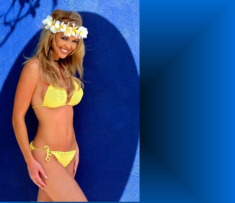 Woman in Yellow Bikini — Blue