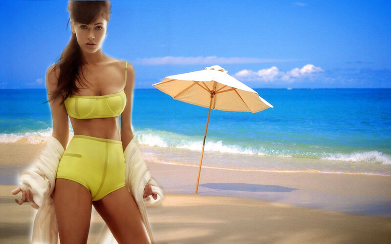 woman in yellow bikini on beach