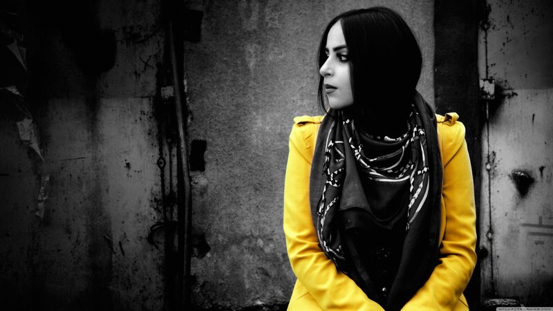 woman in yellow coat