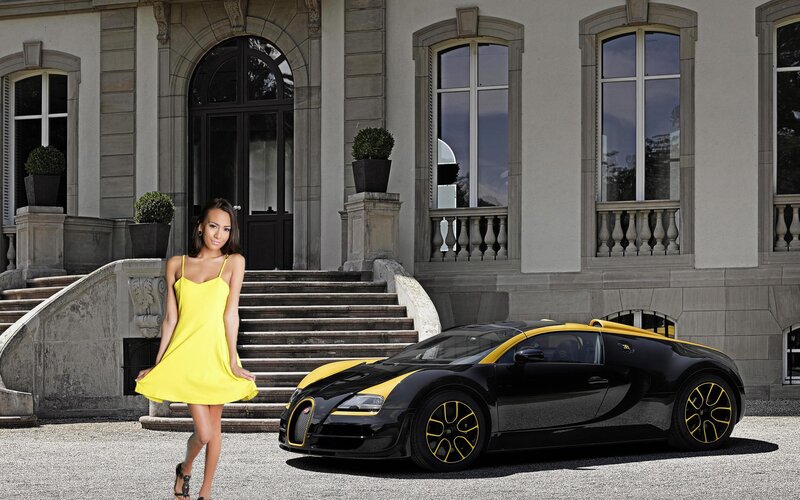 Woman in Yellow Dress — Black, Dramatic