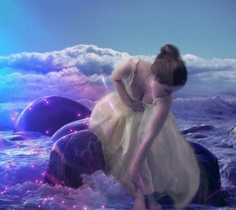 Woman in Yellow Dress — Blue, Dreamy