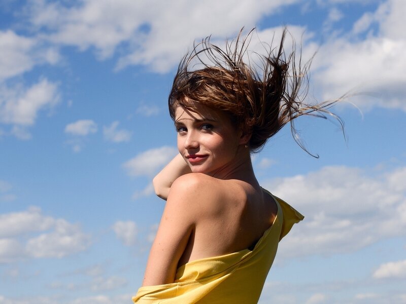 Woman in Yellow Dress — Bright, Afternoon