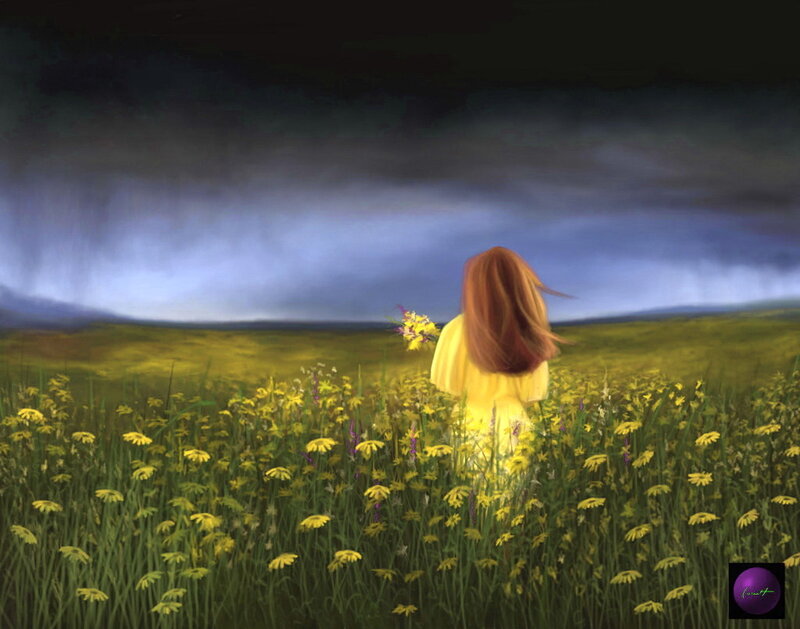 Woman in Yellow Dress — Dramatic, Afternoon, Digital Art