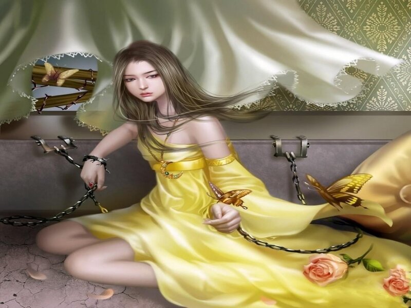 Woman in Yellow Dress — Dramatic, Digital Art