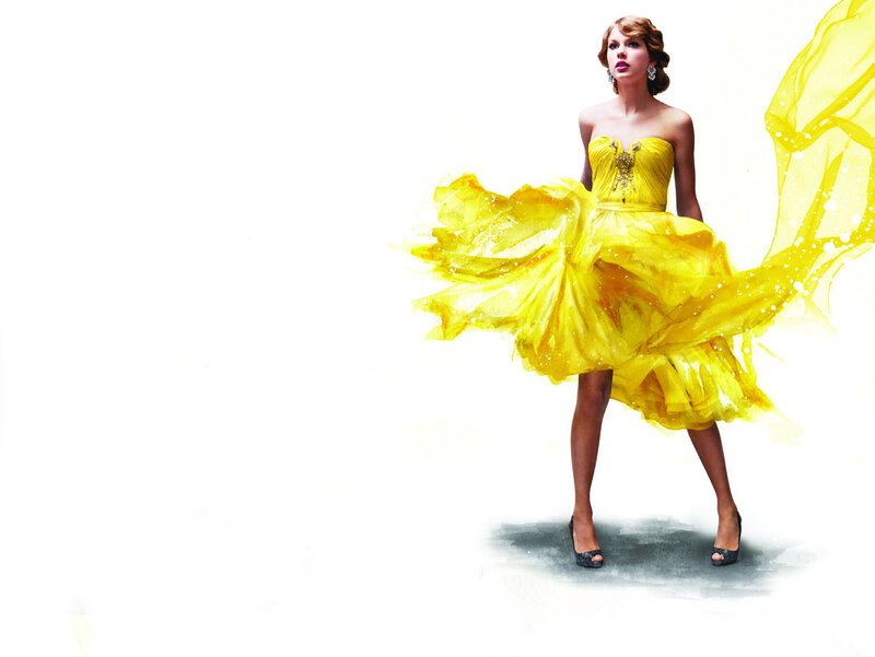 Woman in Yellow Dress — Dramatic, Illustration