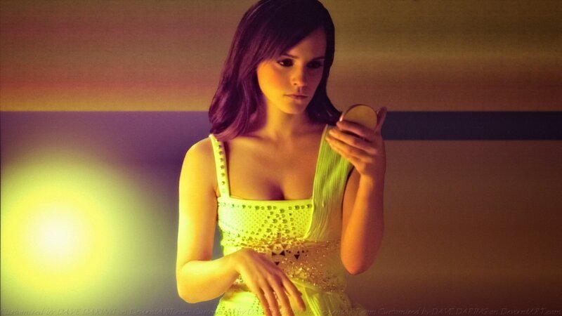 Woman in Yellow Dress — Dramatic, Night, Photograph, Mirror