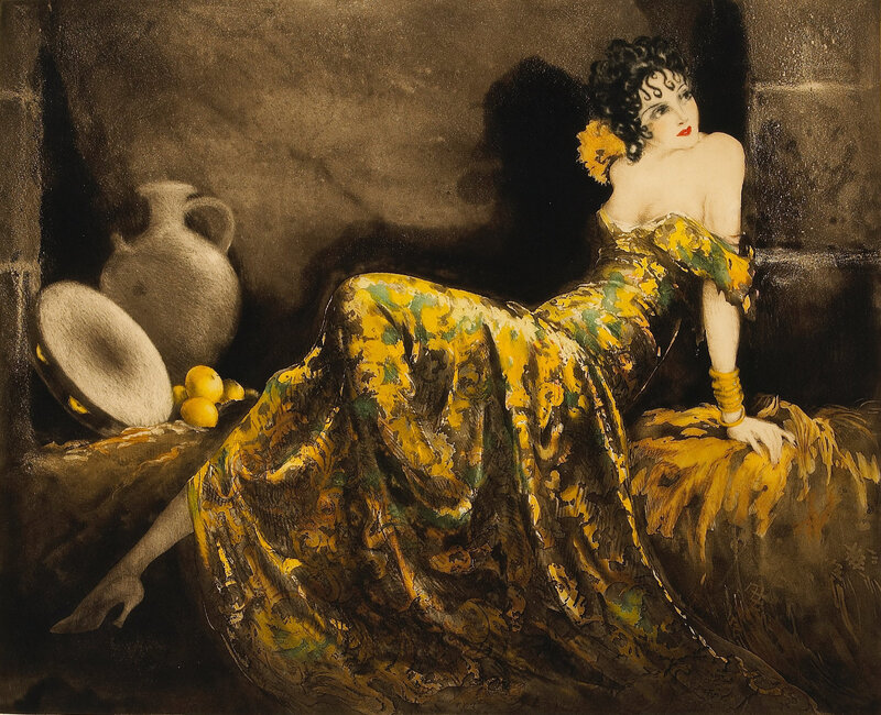 Woman in Yellow Dress — Dramatic, Painting, Lemons