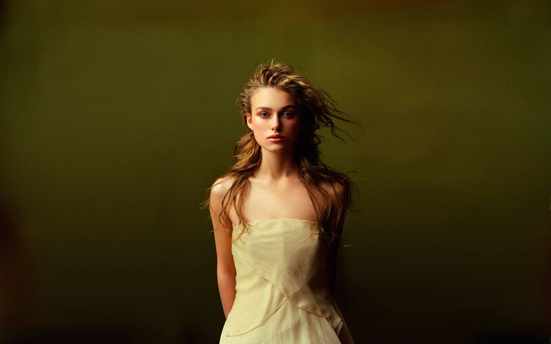 Woman in Yellow Dress — Dramatic, Photograph, Hair, Studio Background